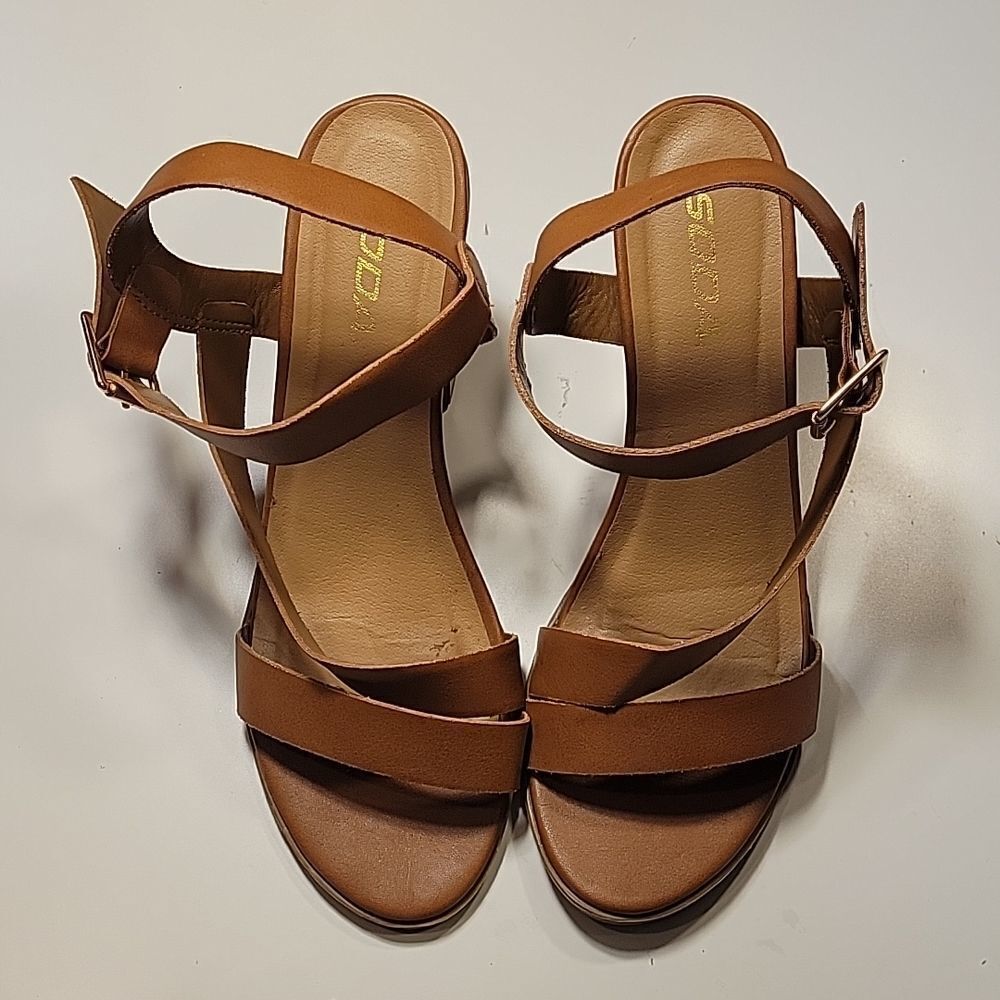 Soda Side Strap Stacked Heel Open Toe Sandal - image 4